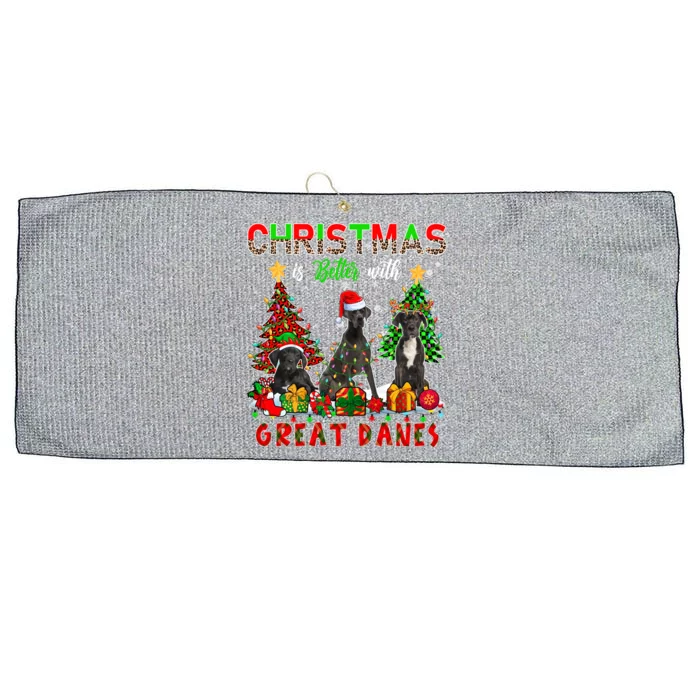 Xmas Better With Great Danes Santa Reindeer Elf Great Danes Gift Large Microfiber Waffle Golf Towel