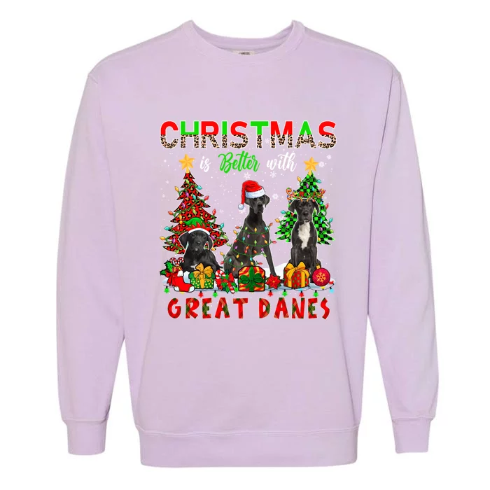 Xmas Better With Great Danes Santa Reindeer Elf Great Danes Gift Garment-Dyed Sweatshirt