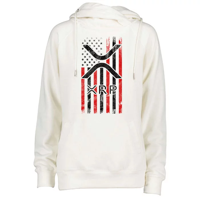 Xrp Cryptocurrency American Flag Womens Funnel Neck Pullover Hood