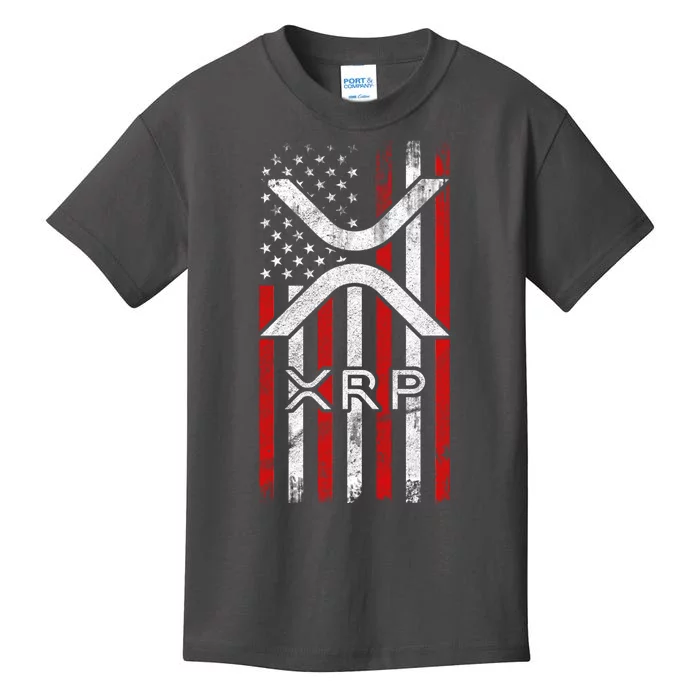 Xrp Cryptocurrency American Flag Kids T-Shirt