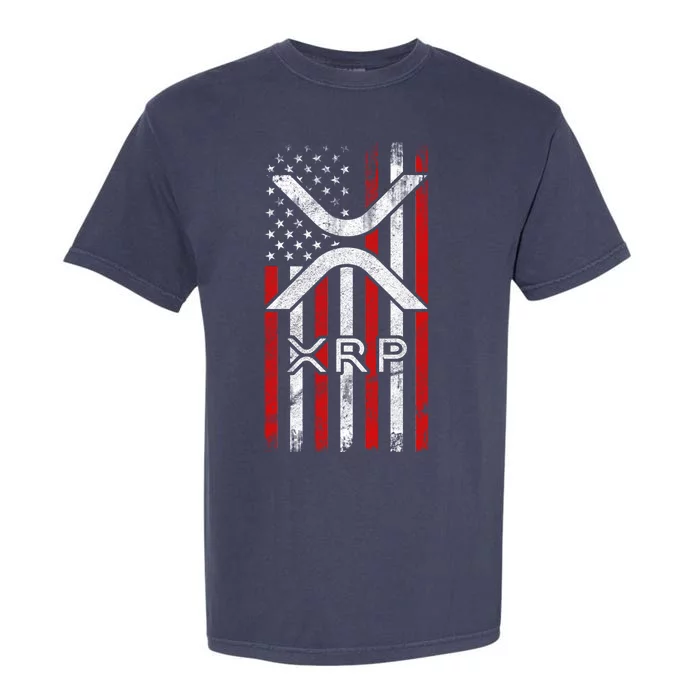 Xrp Cryptocurrency American Flag Garment-Dyed Heavyweight T-Shirt