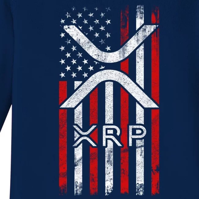 Xrp Cryptocurrency American Flag Baby Long Sleeve Bodysuit