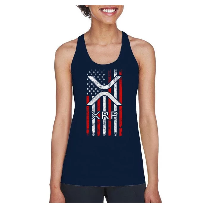 Xrp Cryptocurrency American Flag Women's Racerback Tank