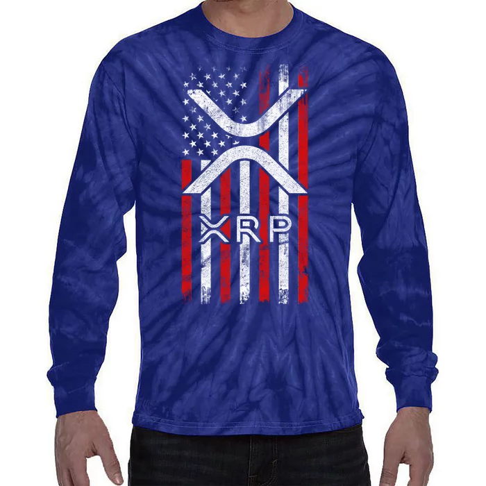 Xrp Cryptocurrency American Flag Tie-Dye Long Sleeve Shirt