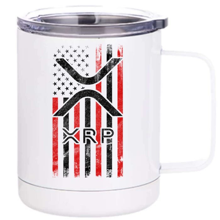 Xrp Cryptocurrency American Flag Front & Back 12oz Stainless Steel Tumbler Cup