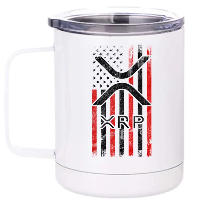 Xrp Cryptocurrency American Flag Front & Back 12oz Stainless Steel Tumbler Cup