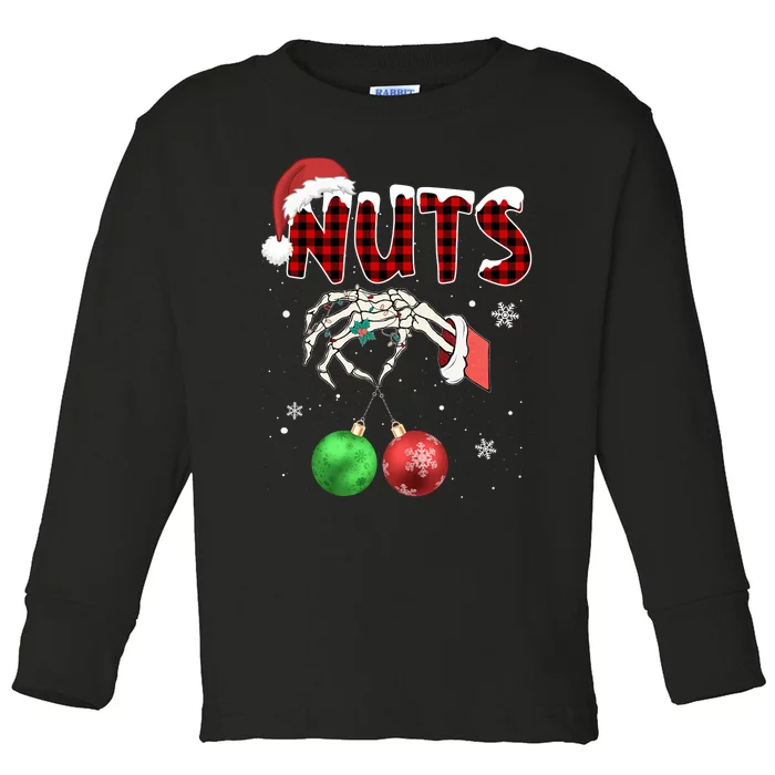 Xmas Chestnuts Chest Nuts Christmas Funny Couple Matching Toddler Long Sleeve Shirt