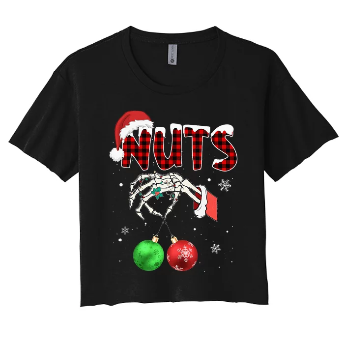 Xmas Chestnuts Chest Nuts Christmas Funny Couple Matching Women's Crop Top Tee