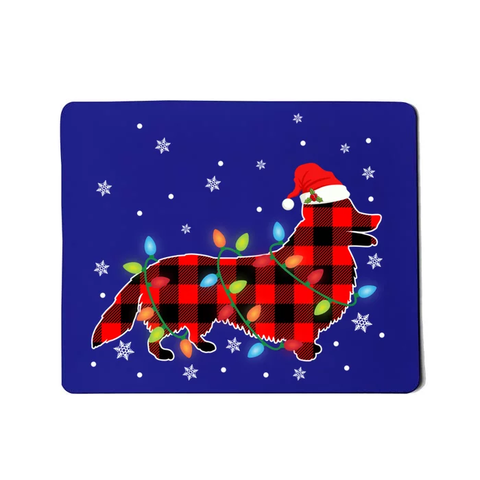 Xmas Corgi Dog Red Plaid Christmas Lights Gift Mousepad