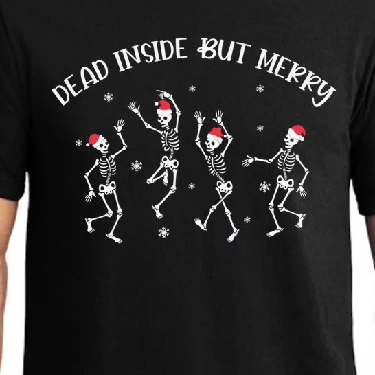 Xmas Christmas Dead Inside But Merry Skeleton Gift Pajama Set