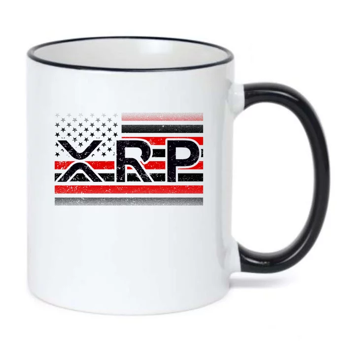 XRP Cryptocurrency Distressed USA American Flag Black Color Changing Mug