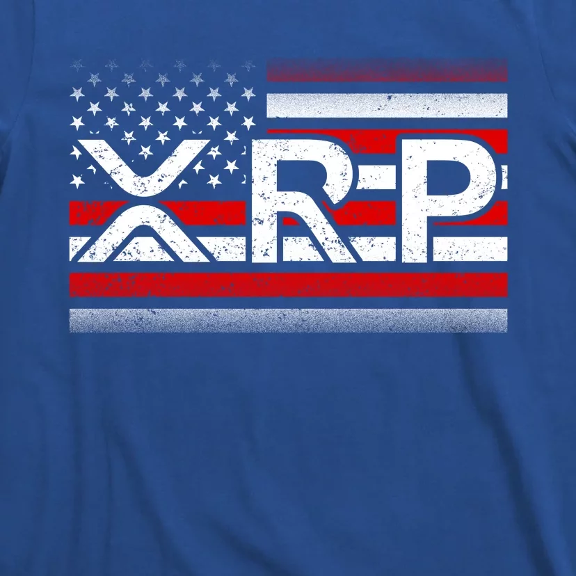 XRP Cryptocurrency Distressed USA American Flag T-Shirt