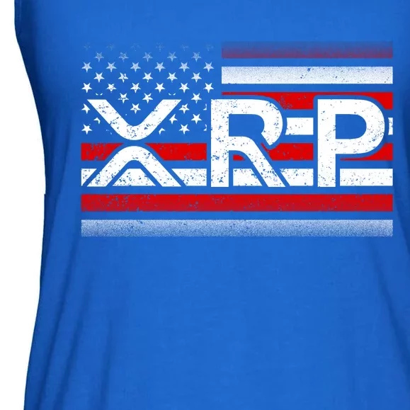 XRP Cryptocurrency Distressed USA American Flag Ladies Essential Flowy Tank