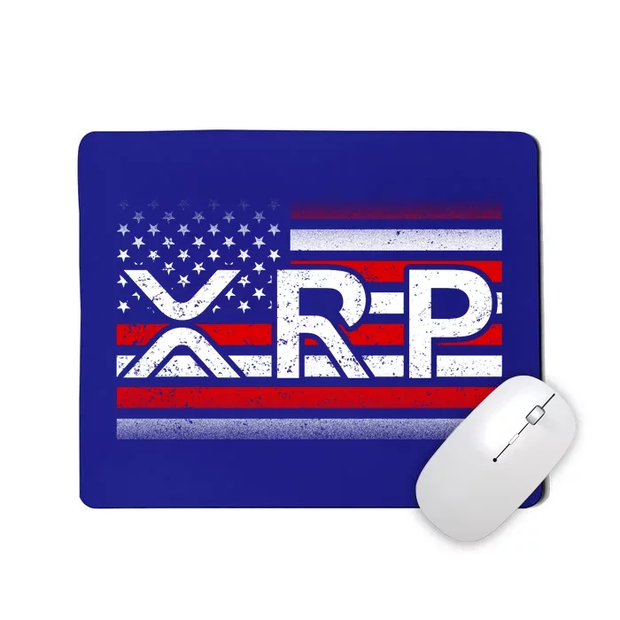 XRP Cryptocurrency Distressed USA American Flag Mousepad