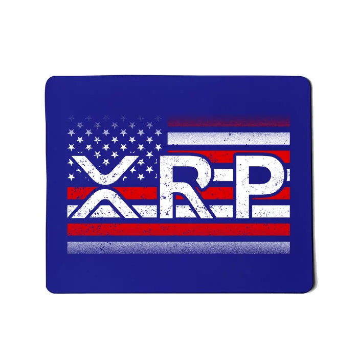 XRP Cryptocurrency Distressed USA American Flag Mousepad