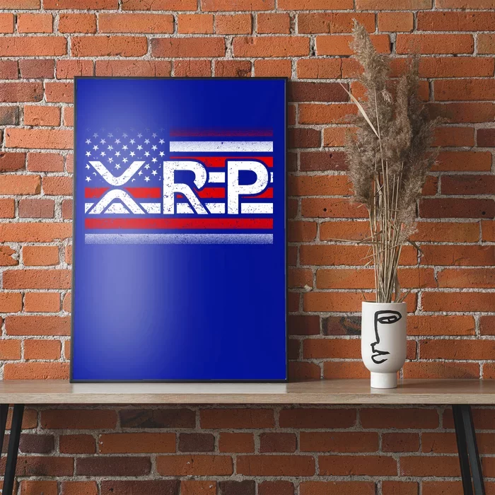 XRP Cryptocurrency Distressed USA American Flag Poster