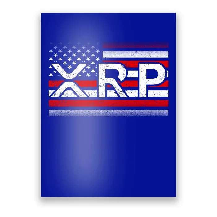 XRP Cryptocurrency Distressed USA American Flag Poster