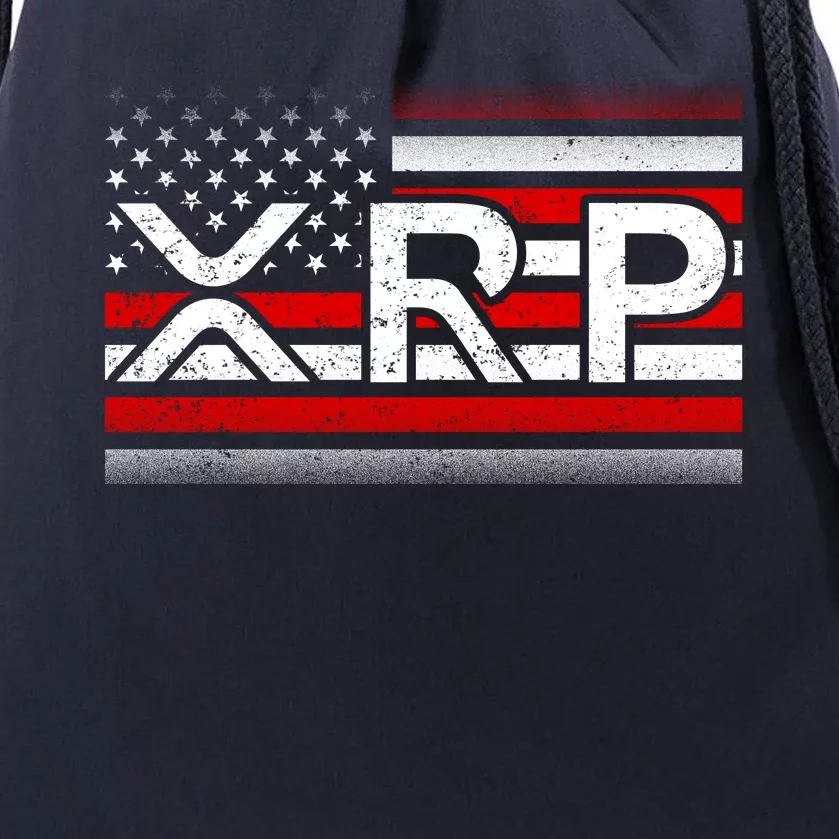 XRP Cryptocurrency Distressed USA American Flag Drawstring Bag