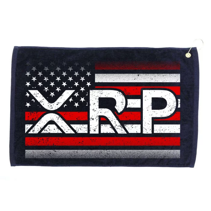 XRP Cryptocurrency Distressed USA American Flag Grommeted Golf Towel