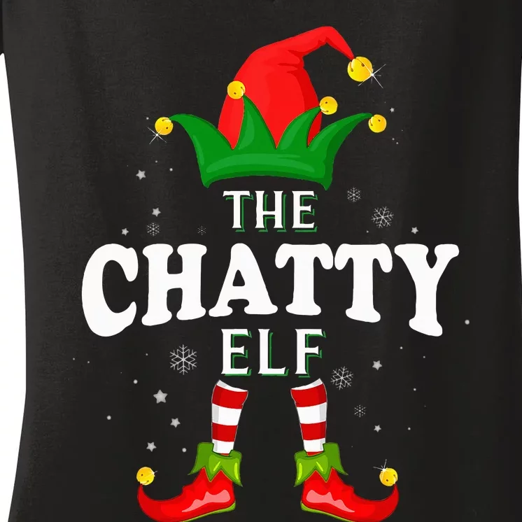 Xmas Chatty Elf Family Matching Christmas Pajama Women's V-Neck T-Shirt