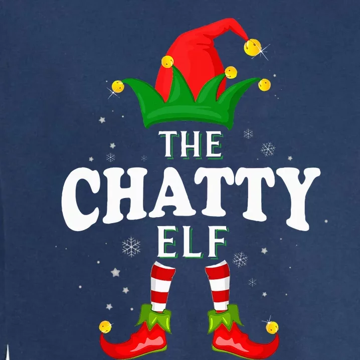 Xmas Chatty Elf Family Matching Christmas Pajama Garment-Dyed Sweatshirt