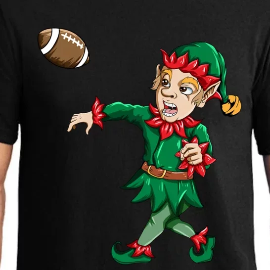 Xmas Christmas Elf Football Player Quarterback Xmas Gift Pajama Set