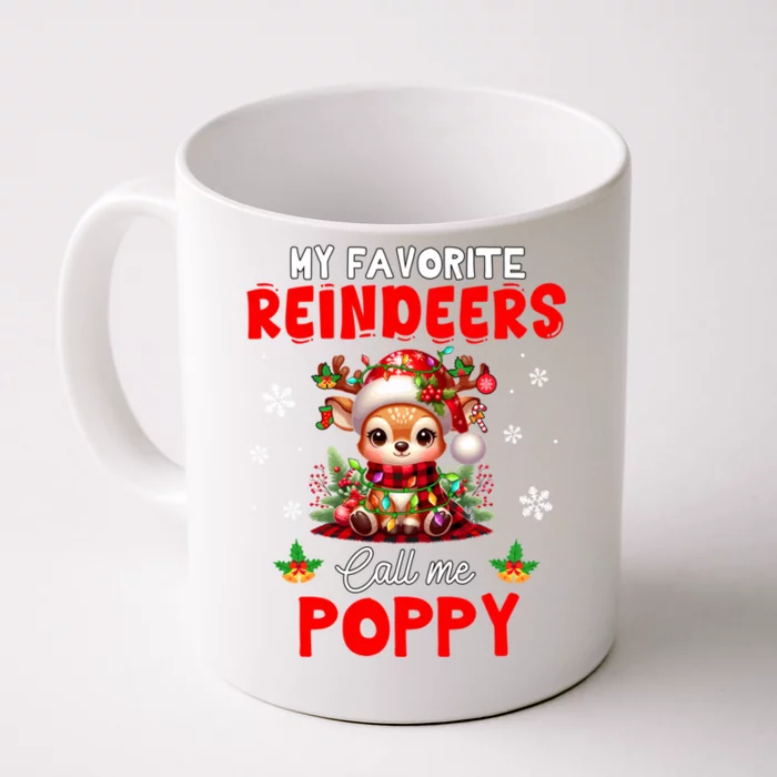 Xmas Colorful Family My Favorite Reindeers Call Me Poppy Front & Back Coffee Mug