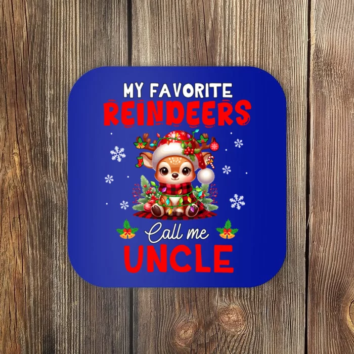 Xmas Colorful Family My Favorite Reindeers Call Me Uncle Coaster