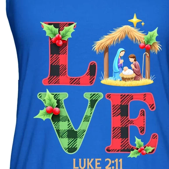 Xmas Christian Family Matching Love Nativity Christmas Jesus Ladies Essential Flowy Tank