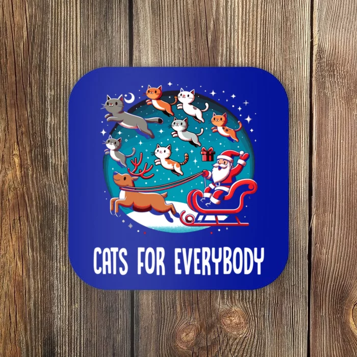 Xmas Cats For Everybody Christmas Cat Gift Coaster