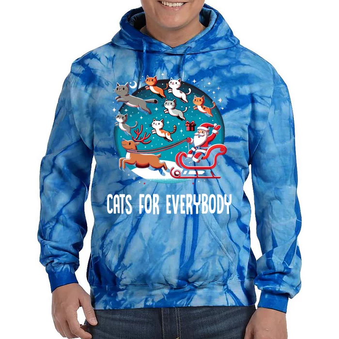 Xmas Cats For Everybody Christmas Cat Gift Tie Dye Hoodie