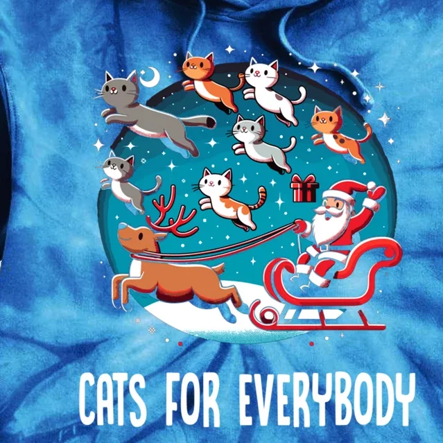 Xmas Cats For Everybody Christmas Cat Gift Tie Dye Hoodie