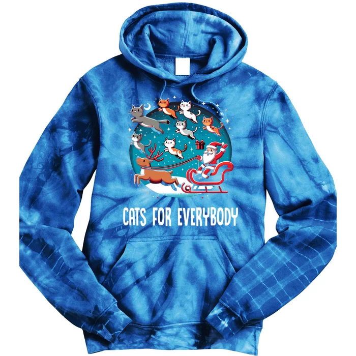 Xmas Cats For Everybody Christmas Cat Gift Tie Dye Hoodie