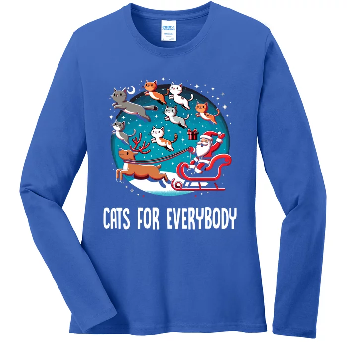 Xmas Cats For Everybody Christmas Cat Gift Ladies Long Sleeve Shirt