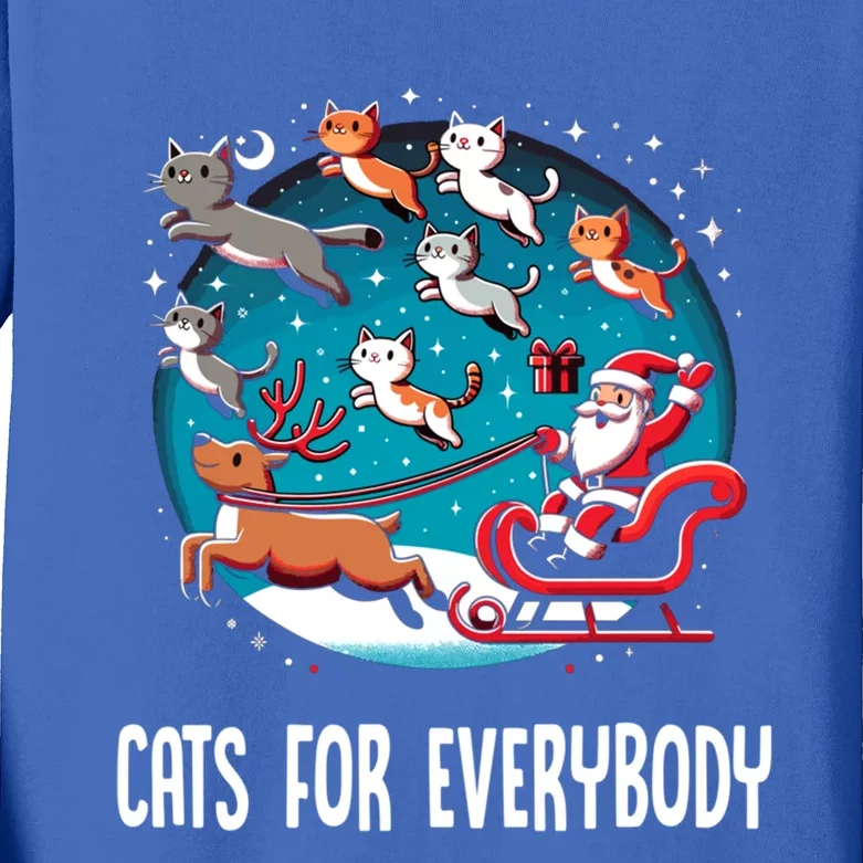 Xmas Cats For Everybody Christmas Cat Gift Kids Long Sleeve Shirt