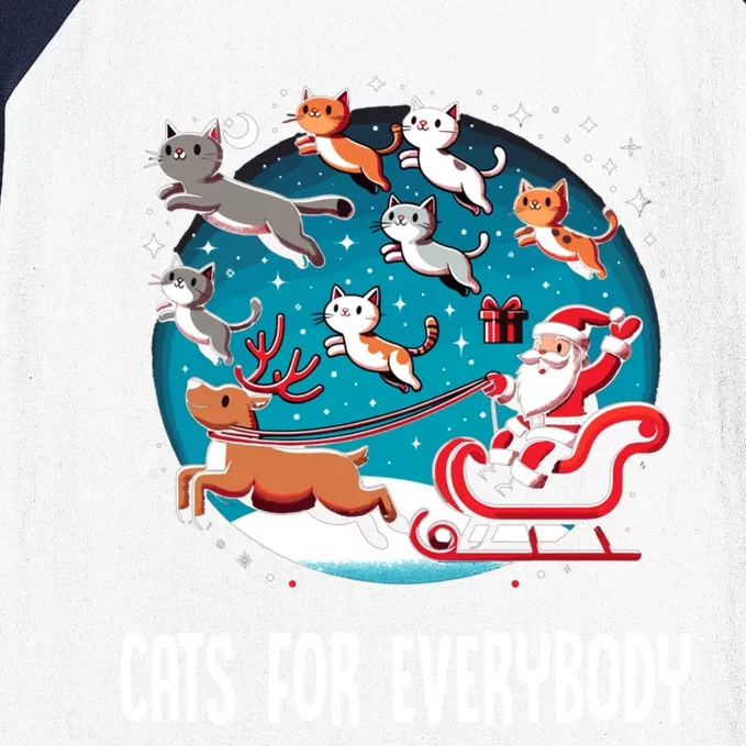 Xmas Cats For Everybody Christmas Cat Gift Baseball Sleeve Shirt