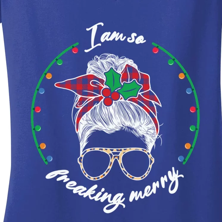 Xmas Christmas I Am So Freaking Merry Gift Women's V-Neck T-Shirt