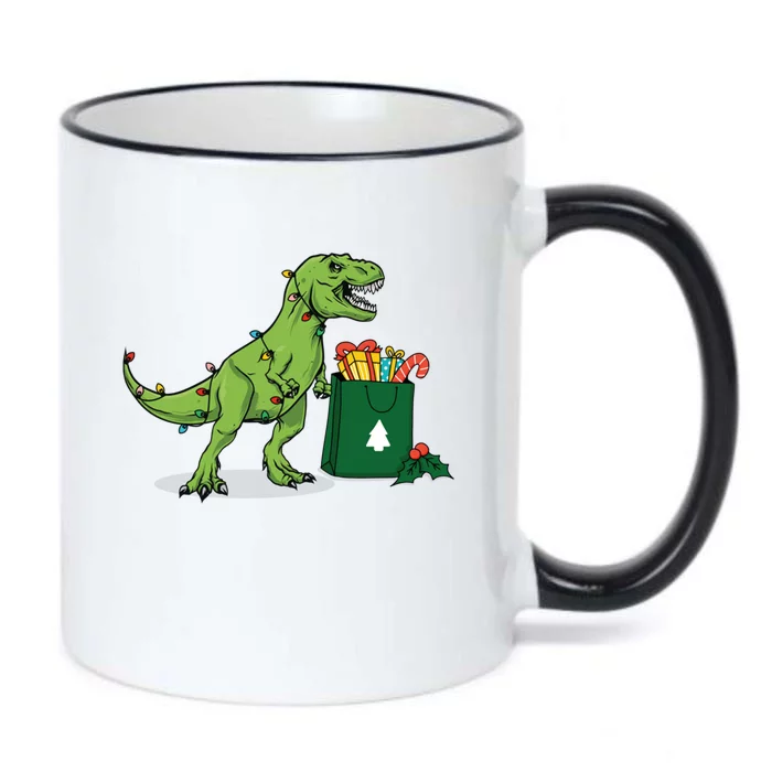 Xmas Christmas Lights Pine Tree Wild Animal T Rex Dinosaur Gift Black Color Changing Mug