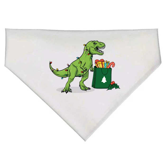 Xmas Christmas Lights Pine Tree Wild Animal T Rex Dinosaur Gift USA-Made Doggie Bandana