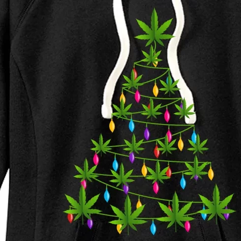 Xmas Cannabis Leaf Tree Funny Holiday Gift Women's Fleece Hoodie