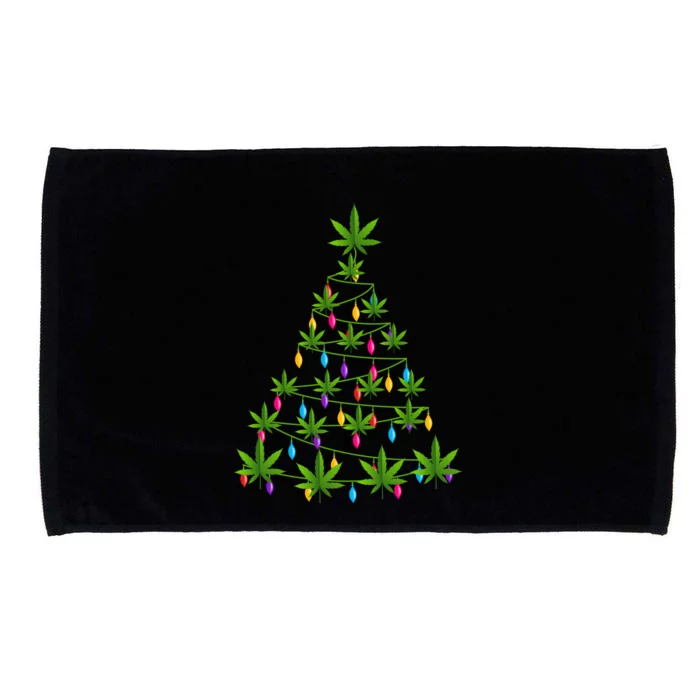 Xmas Cannabis Leaf Tree Funny Holiday Gift Microfiber Hand Towel