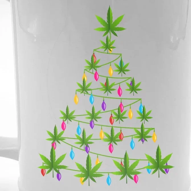 Xmas Cannabis Leaf Tree Funny Holiday Gift Front & Back Beer Stein