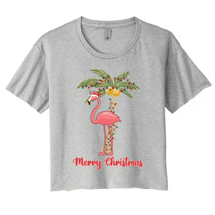 Xmas Christmas Merry Christmas Flamingo Gift Women's Crop Top Tee