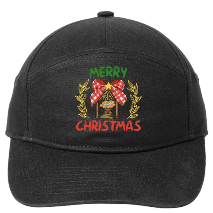 Xmas Christian Merry Christmas Happy Birthday Jesus Nativity 7-Panel Snapback Hat