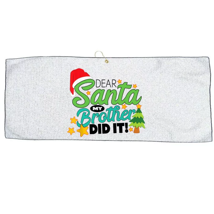 Xmas Christmas Pajama Dear Santa My Brother Did It Large Microfiber Waffle Golf Towel