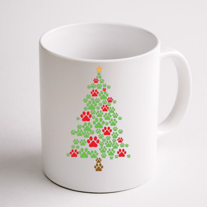 Xmas Cat Paws Christmas Tree Gift Front & Back Coffee Mug