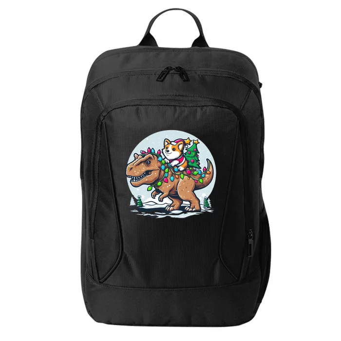 Xmas Corgi Riding Festive Trex Funny Christmas Great Gift City Backpack