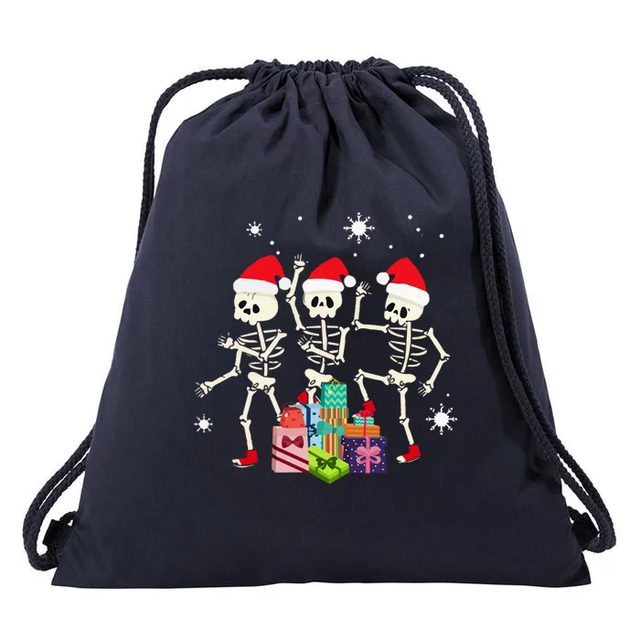 Xmas Christmas Skeleton Dancing Funny Celebrate Cool Gift Drawstring Bag