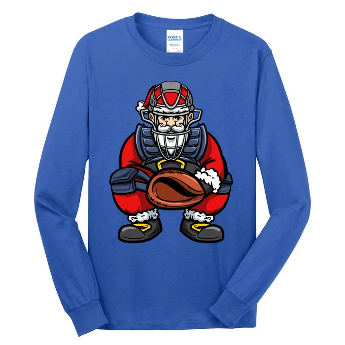 Xmas Catcher Santa Claus Christmas Baseball Gift Tall Long Sleeve T-Shirt