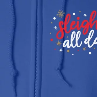 Xmas Christmas Sleigh All Day Deer Snowflakes Meaningful Gift Full Zip Hoodie